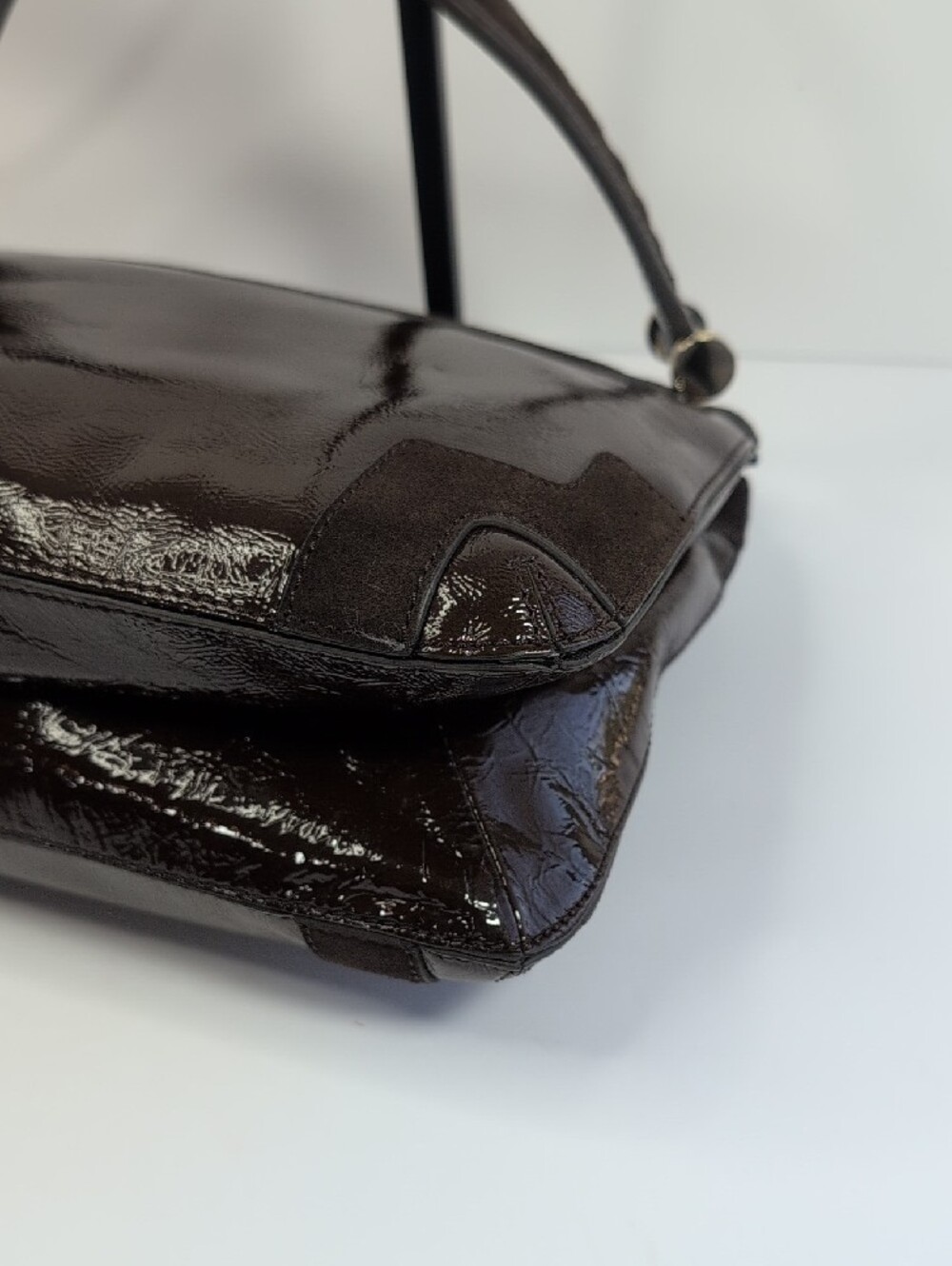 Anya Hindmarch Dark Brown Patent Leather And Suede Shoulder Bag - Picture 9 of 16